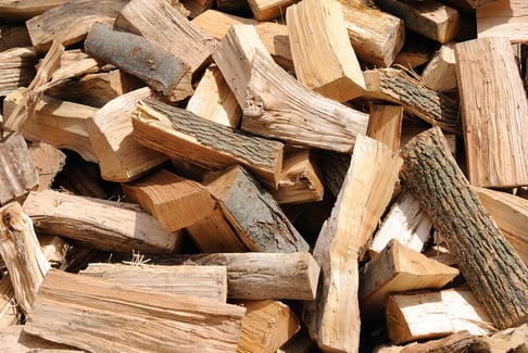 Pile of chopped fire wood ready for burning