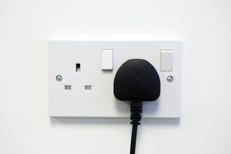British wall double plug socket